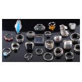 STERLING SILVER LADIES RINGS W/ TURQ MOP ONYX (23)