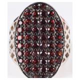 925 BBJ GARNET OVAL CLUSTER COCKTAIL LADIES RING