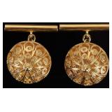 14K YELLOW GOLD FILIGREE LADIES CUFF LINKS
