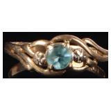 10K YELLOW GOLD LADIES RING W/ TOPAZ & DIAMONDS