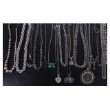 STERLING SILVER ASSORTED NECKLACES LOT OF 17