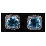 STERLING SILVER BLUE & WHITE TOPAZ LADIES EARRINGS