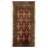 ORNATE PERSIAN DEEP RED SILK ANTIQUE DOOR RUG