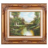 KONRAD MEINDL VTG OIL ON CANVAS LANDSCAPE PAINTING