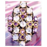 BLACK-TONED STERLING SILVER LADIES RING W/ IOLITE