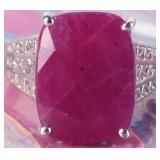 BRILLIANT STERLING SILVER RING W/ RUBY GEMSTONE