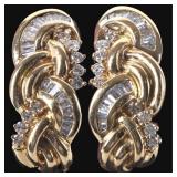 14K YELLOW GOLD DIAMOND LADIES EARRINGS - 1.04 CTW