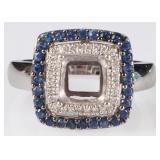 14K WHITE GOLD LADIES RING W/ TOPAZ NO SETTING