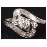 TEXTURED 14K WHITE GOLD LADIES RING W/ DIAMONDS