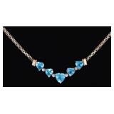 14K YELLOW GOLD LADIES NECKLACE W/ TOPAZ & DIAS