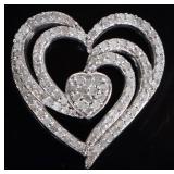 STERLING SILVER DIAMOND HEART LADIES PENDANT