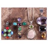 SW STYLE STERLING SILVER LADIES PENDANTS W/ GEMS