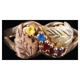 14K YELLOW GOLD LADIES RING W/ TOPAZ GARNET AMETHY