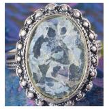 LULI HAMERSZTEIN STERLING ROMAN GLASS RING