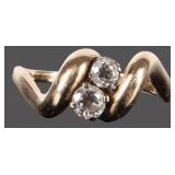 ~0.50CT DIAMOND 2 STONE BYPASS RING IN 14K