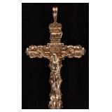 10K YELLOW GOLD BAROQUE-STYLE CRUCIFIX PENDANT