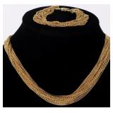 STERLING SILVER MULTI STRAND NECKLACE/BRACELET SET