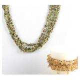 PERIDOT, PEARL & CITRINE BEADED LADIES JEWELRY