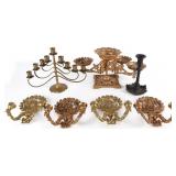 CANDLE HOLDERS MENORAH VICTORIAN STYLE LOT OF 7