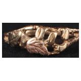 10K YELLOW GOLD LADIES RING W/ ROSE GOLD LEAVES