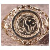 10K YELLOW GOLD LADIES RING W/ CHINESE COIN FACE