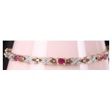 1.05CTW RUBY GOLD-TONE 925 LADIES BRACELET W/ DIAS