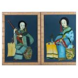 19TH C. CHINESE SCHOOL REVESE PAINTING PAIR