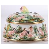 VINTAGE CAPODIMONTE CHERUB TRINKET BOX WITH LID
