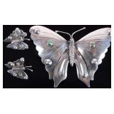 SET OF STERLING SILVER LADIES BROOCH AND EARRINGS