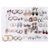 STERLING SILVER ASSORTED EARRINGS LOT OF 30