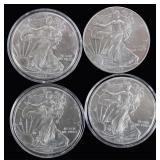 FINE SILVER ASSORTED AMERICAN EAGLE COINS - (4)
