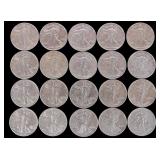 90% SILVER WALKING LIBERTY HALF DOLLARS ROLL OF 20