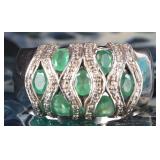 STERLING SILVER LIGHT EMERALD LADIES RING