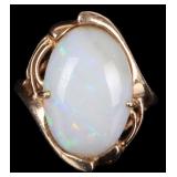 14K YELLOW GOLD CABOCHON OPAL LADIES RING