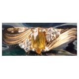 14K YELLOW GOLD MENS RING W/ YELLOW SAPPHIRE