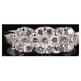 14K WHITE GOLD LADIES RING W/ 19 DIAMONDS FLORAL