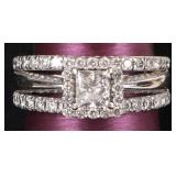 1.55CTW DIAS 14K WHITE GOLD TRI-BAND LADIES RING
