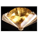 14K YELLOW GOLD FAN FACETED CITRINE LADIES RING
