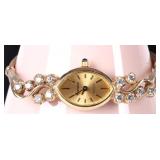 14K YELLOW GOLD DIAMOND GENEVE QUARTZ LADIES WATCH