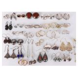 ASSORTED LADIES STERLING SILVER EARRINGS LOT OF 30