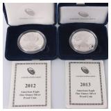 FINE SILVER PROOF 2012 & 2013 W AMERICAN EAGLES