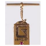 10K YELLOW GOLD MENS NECKTIE PIN AEROJET SAPPHIRE