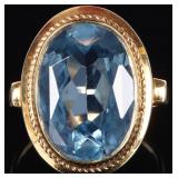 ~11.5CT OVAL TOPAZ 14K YELLOW GOLD LADIES RING