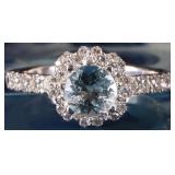 52 DIAMONDS 18K WHITE GOLD LADIES RING W/ TOPAZ