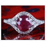 3.88CTW RUBY & DIAMOND LADIES RING IN 18KWG