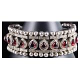 YEMENI STERLING SILVER LADIES BRACELET W/ GARNET