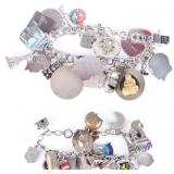 VINTAGE STERLING SILVER LADIES CHARM BRACELETS