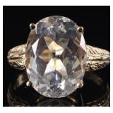 13CT BRIGHT OVAL TOPAZ 10K YELLOW GOLD LADIES RING