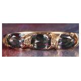 10K YELLOW GOLD MYSTIC TOPAZ DIAMOND LADIES RING