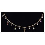 14K YELLOW GOLD ASSORTED GEM LADIES NECKLACE
